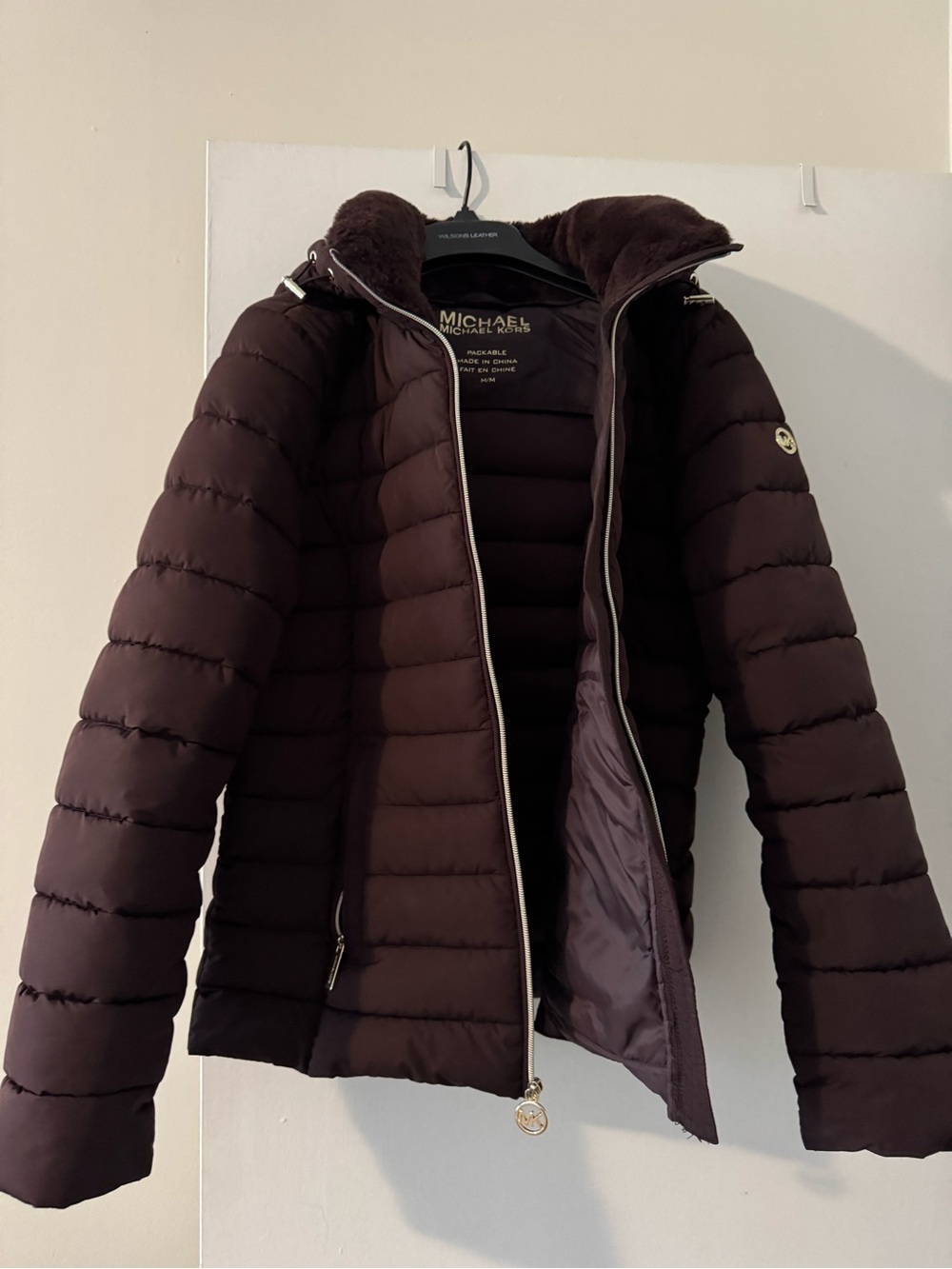 Michael Kors Women's Quilted Puffer Jacket in brown